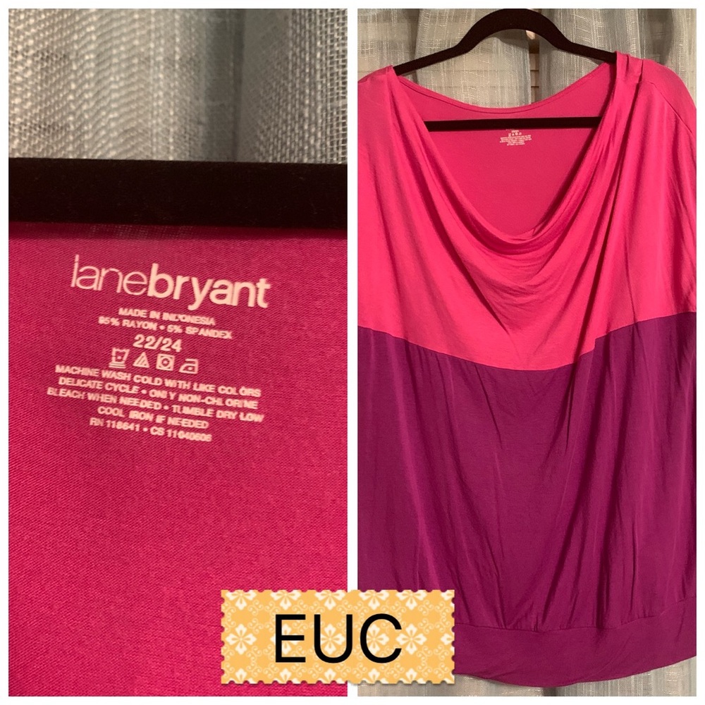 Sleeveless pink and purple shirt